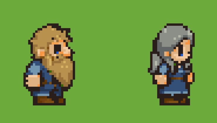 Un uomo e una donna del popolo Nani in pixel art