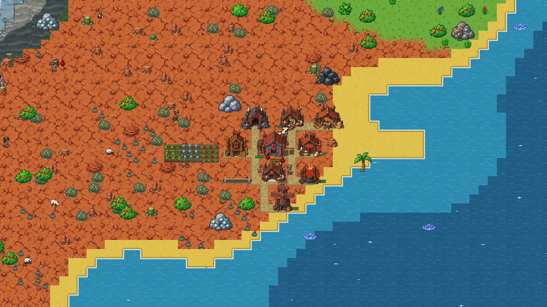 Villaggio tiefling dai tetti scuri sulla costa del deserto